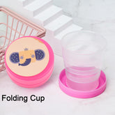 Portable folding travel cup with lid