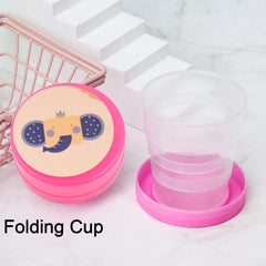Portable folding travel cup with lid