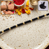 Handmade Black Thread Rakhi Bracelet with Gold Beads
