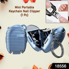 Folded compact nail clipper attached to keychain