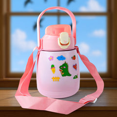 Stainless Steel Vacuum Insulated Water Bottle with handle and stickers