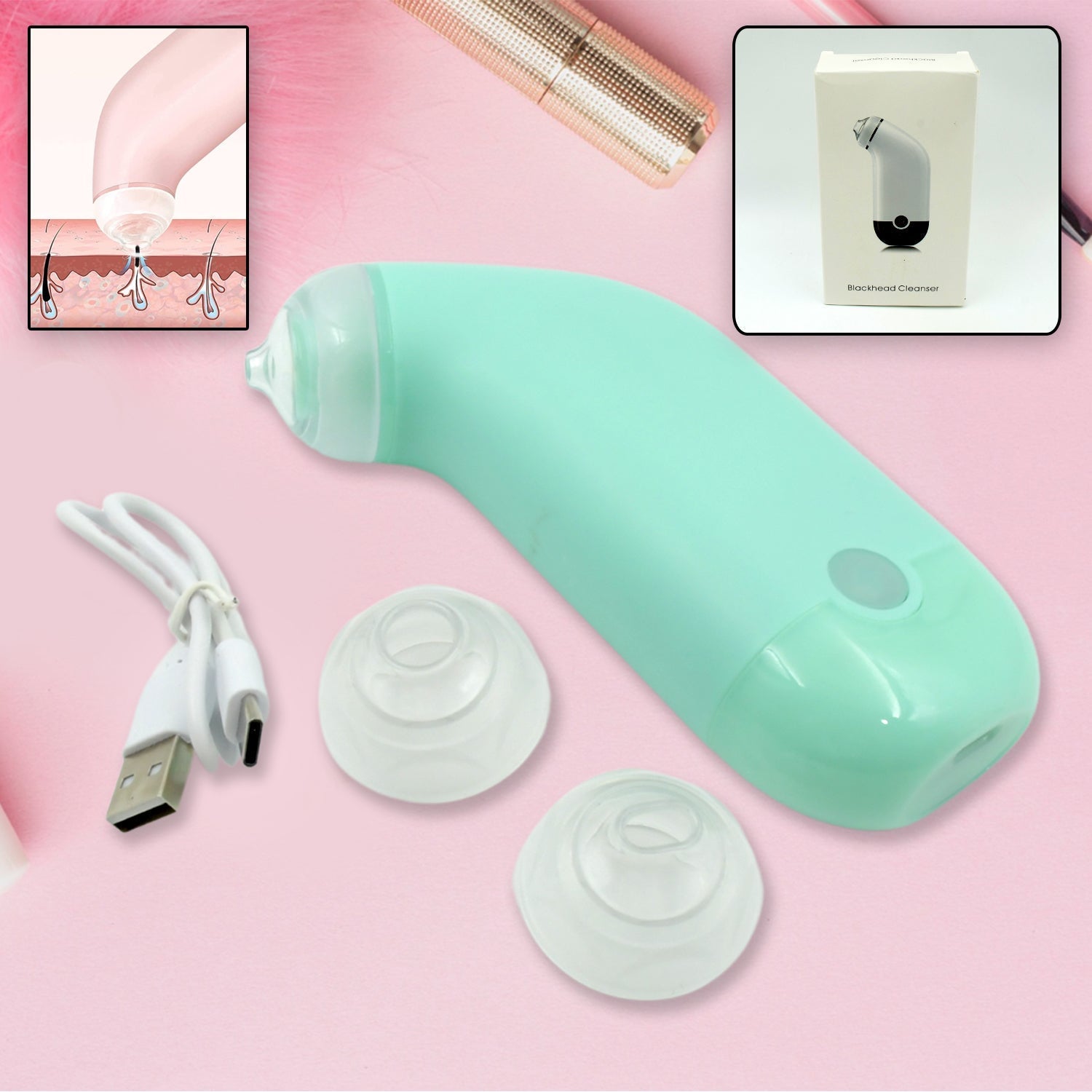 Mini Handheld Vacuum Blackhead Remover device in black