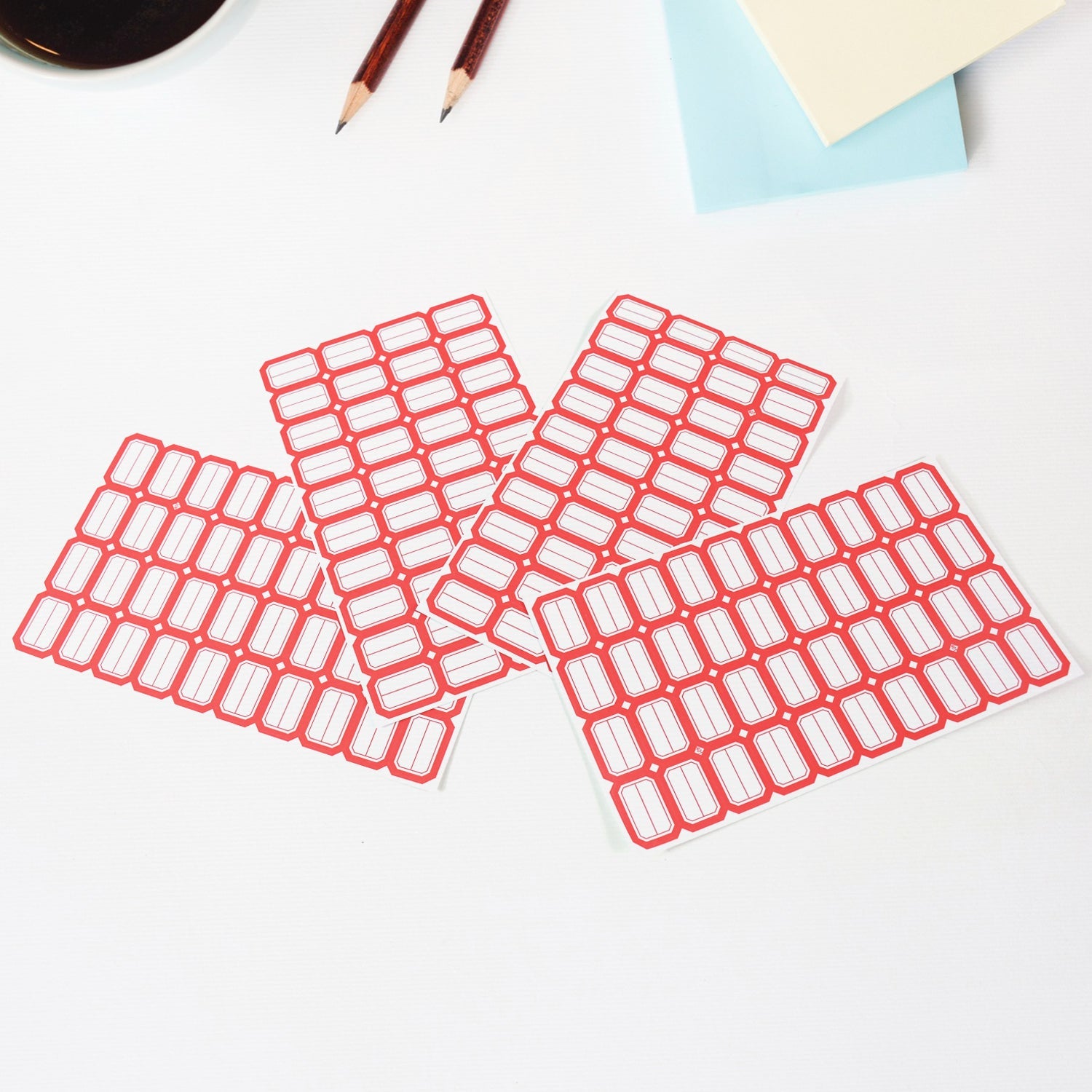 Multipurpose Blank Label Sticker Sheets with Red Border