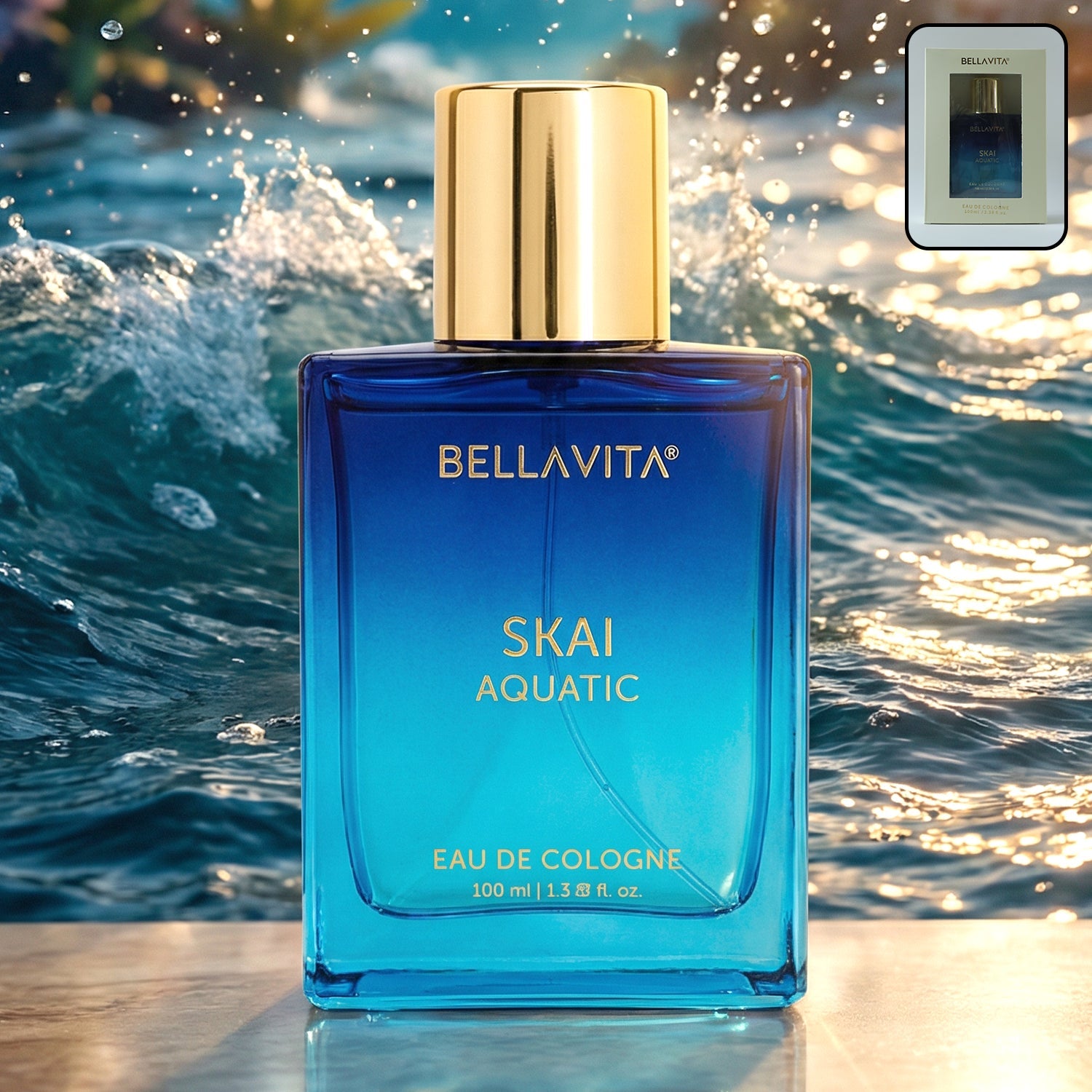 Bellavita Skai Aquatic Eau De Cologne perfume bottle