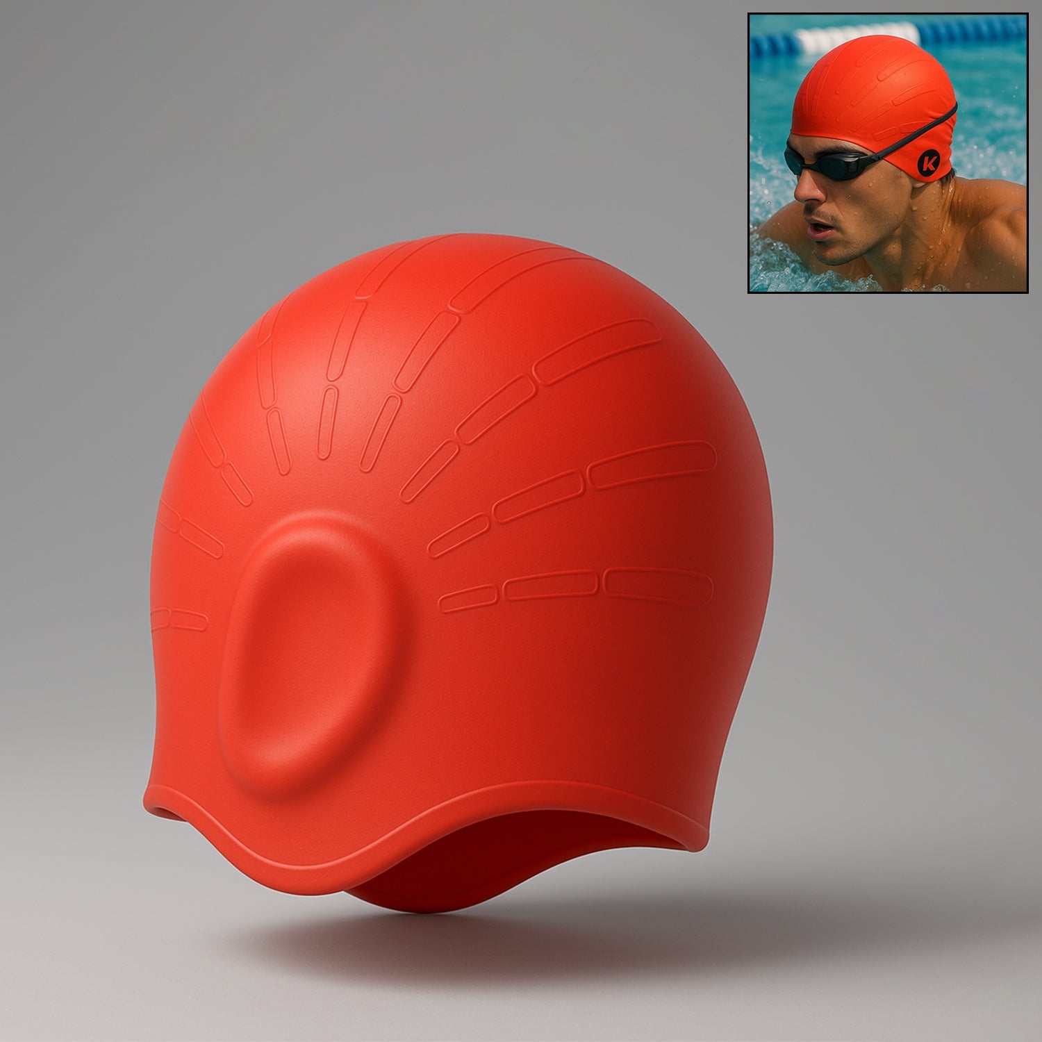 Konex Professional Silicone Swimming Cap red color front view