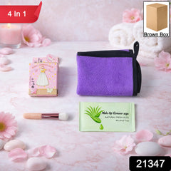 Makeup remover wipe and cleansing cloth in use