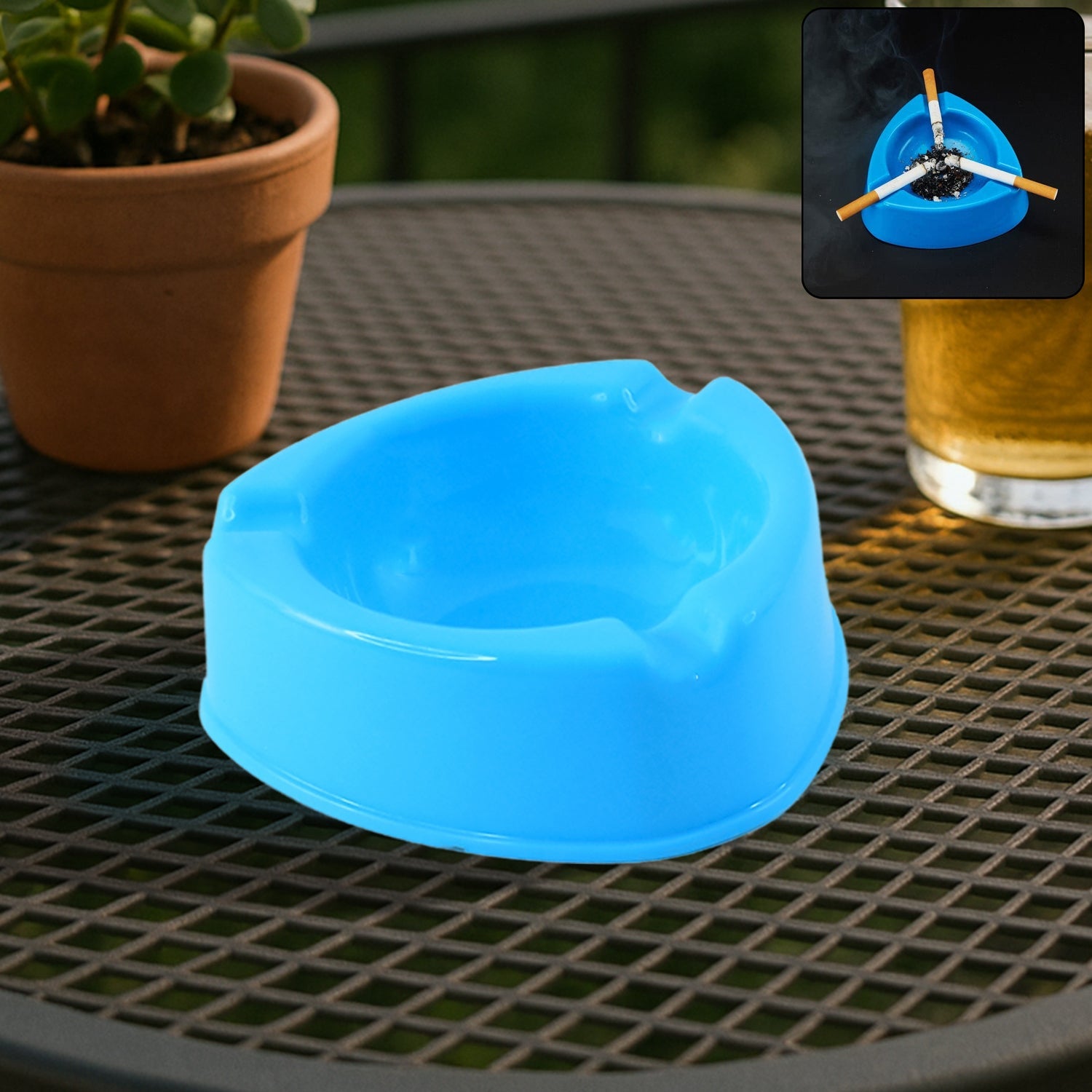 Oblivion Heavy Duty Plastic Ashtray, top view