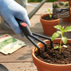 Plastic Hand Garden Cultivator Tool in Use