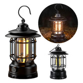 Retro style LED camping lantern with warm light
