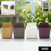 Wall mounted remote and mobile holder pack of 4 mix colors on smooth surface