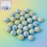 Collector’s Choice Pack of White Glass Marbles with Colorful Swirls
