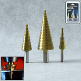 3-piece HSS steel titanium step cone drill bit set