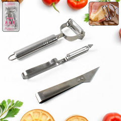 3-in-1 stainless steel fruit and vegetable peeler set