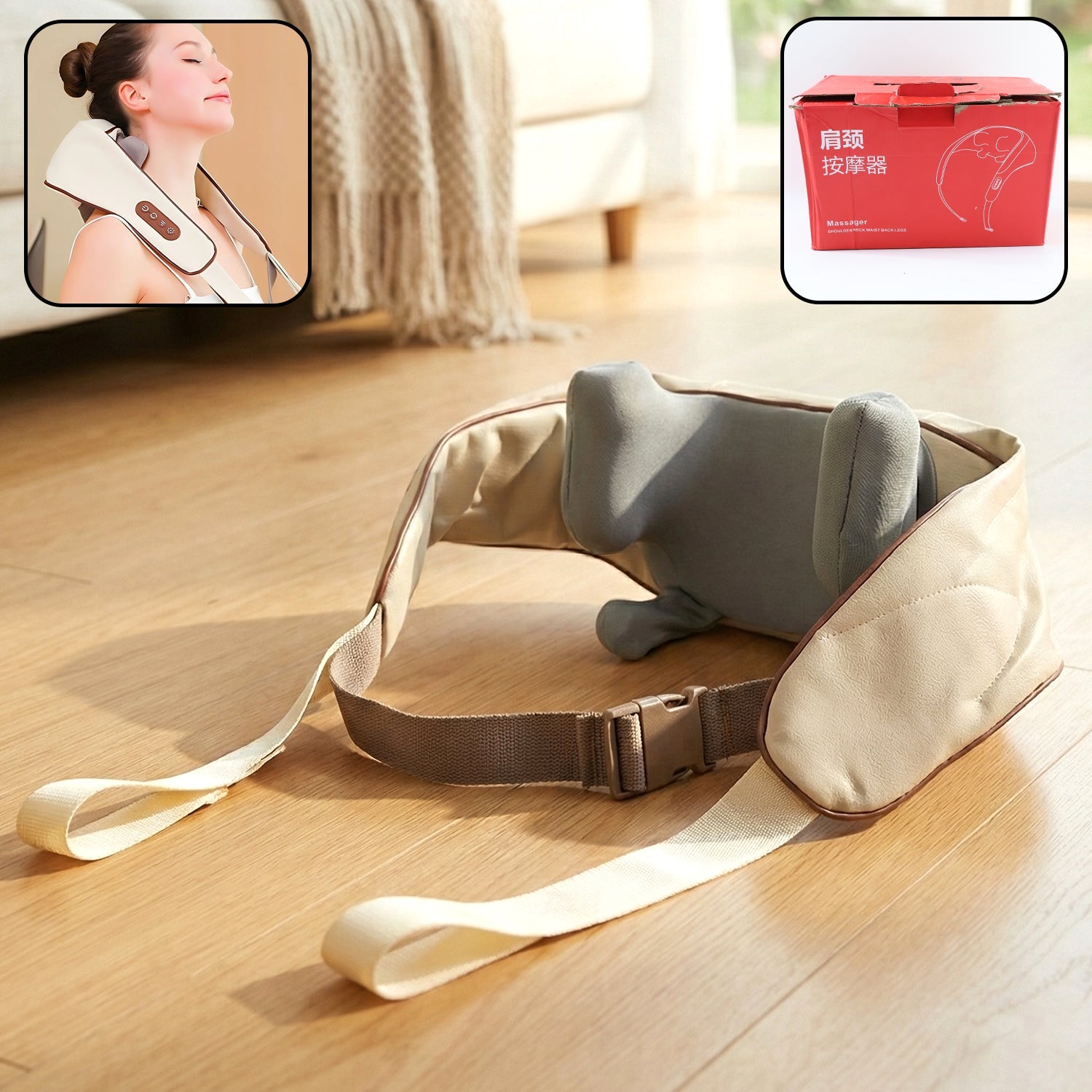 Adjustable Neck and Shoulder Massager Belt - Front view