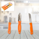 3-in-1 stainless steel kitchen knife set with knives and peeler