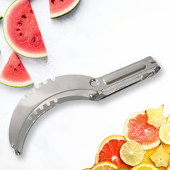 Watermelon slicer tool cutting through fresh watermelon