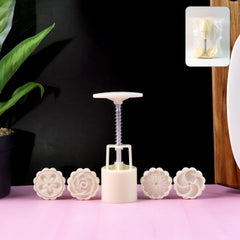 4-in-1 Spring Press Cookie & Pastry Mold Set with Floral Stamps
