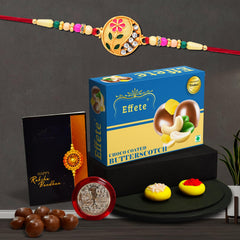 (K1_507_BS32) Rakhi Combo with Chocolate Butter Scotch 32gm, Pooja Coin & Greeting Card, Rakhi Gift Hamper, Rakhi & Chocolate for brother, Rakhi with chocolate, rakhi with gift, Rakhi Combo, rakhi set of 1 , Rakhi Chocolate Gift combo