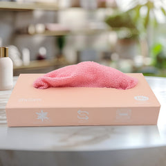 Microfiber cleaning cloths in pull-out box