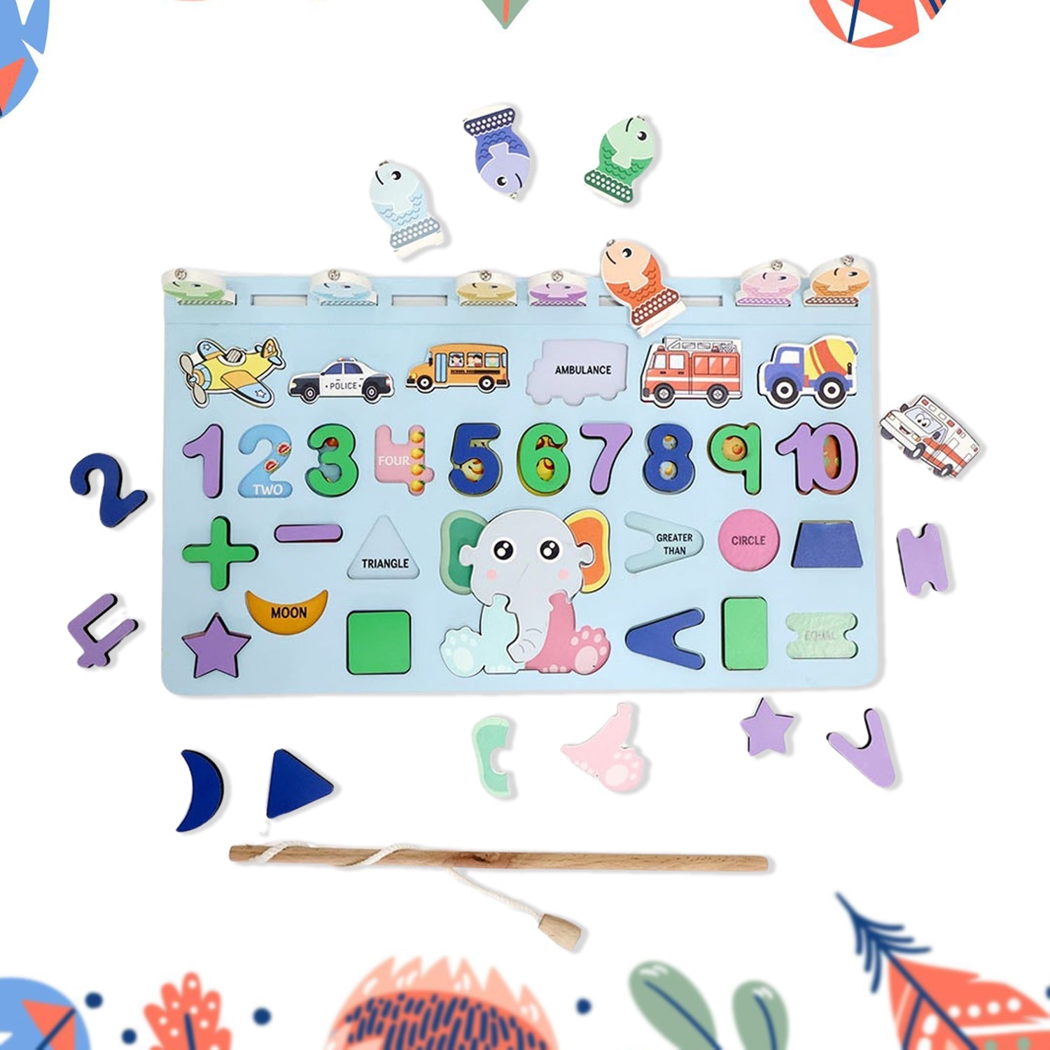 Wooden Math Magnetix educational number puzzle board