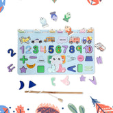 Wooden Math Magnetix educational number puzzle board