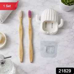 Wall Mounted Toothbrush Holder and Toothbrushes Combo