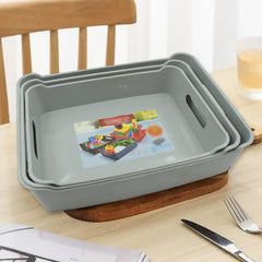 Set of 3 multi-purpose plastic storage trays with handles