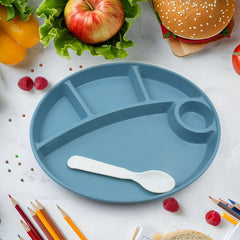 Biodegradable 5-compartment food plate with spoon for kids