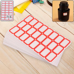 Office Mark Labels with red border on bottles and containers