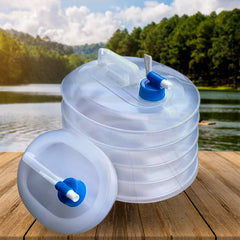 5L collapsible water container held by a hand