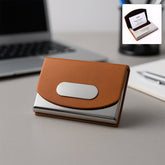 Leather & Stainless-Steel Business Card Holder (1 Pc)