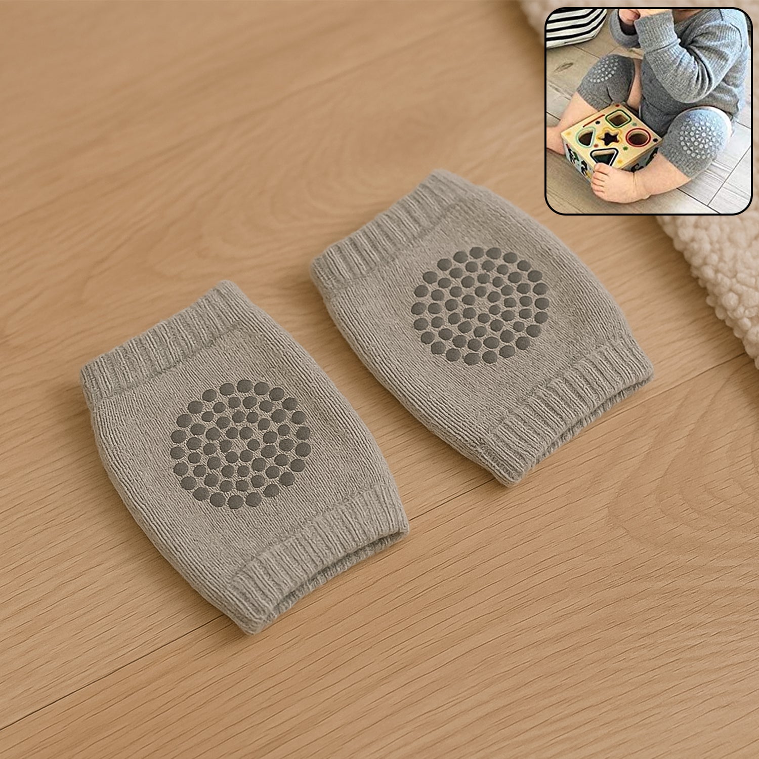 Light Grey Toddler Wool Knit Leg Warmer Knee Guard