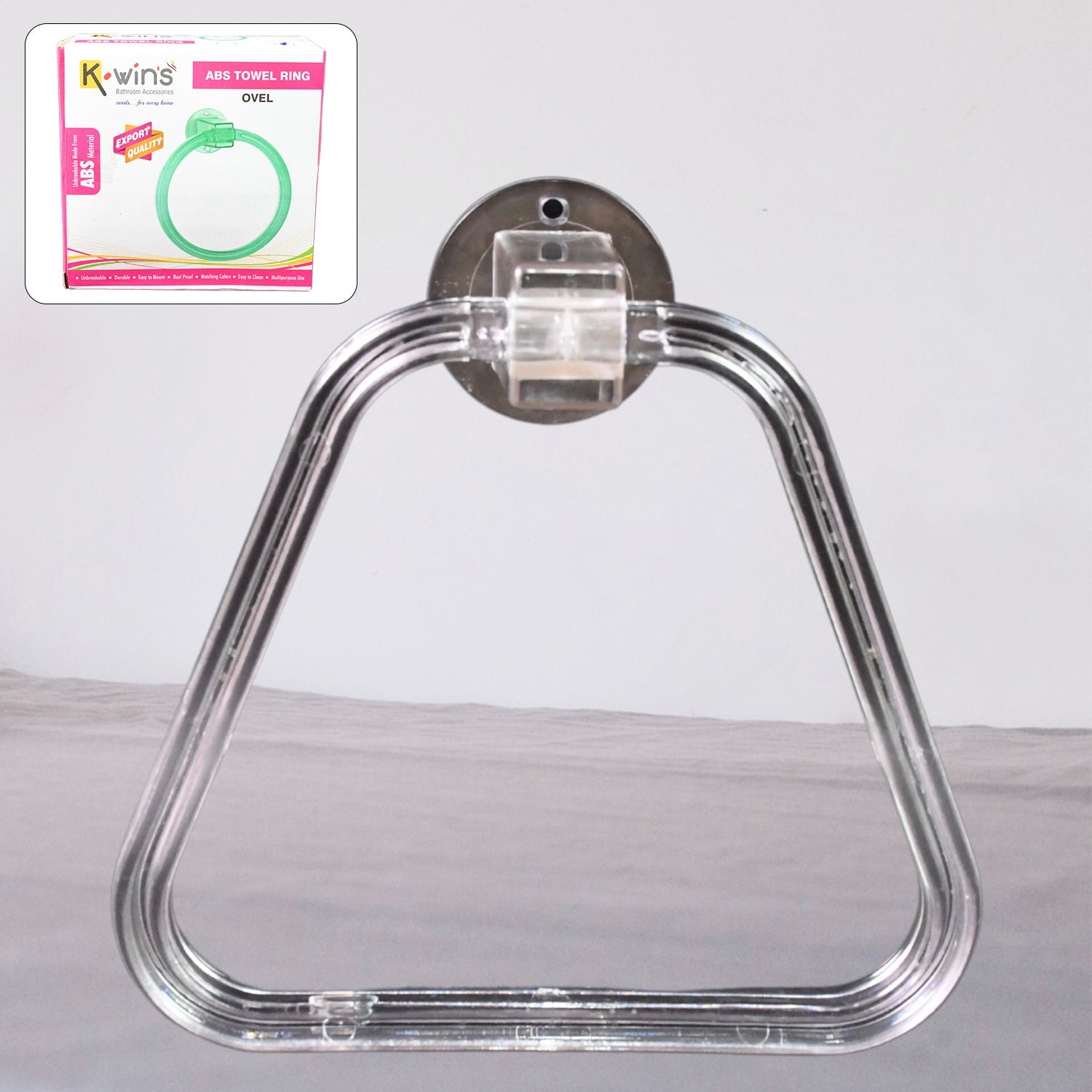 Clear ABS square towel ring wall mounted holder