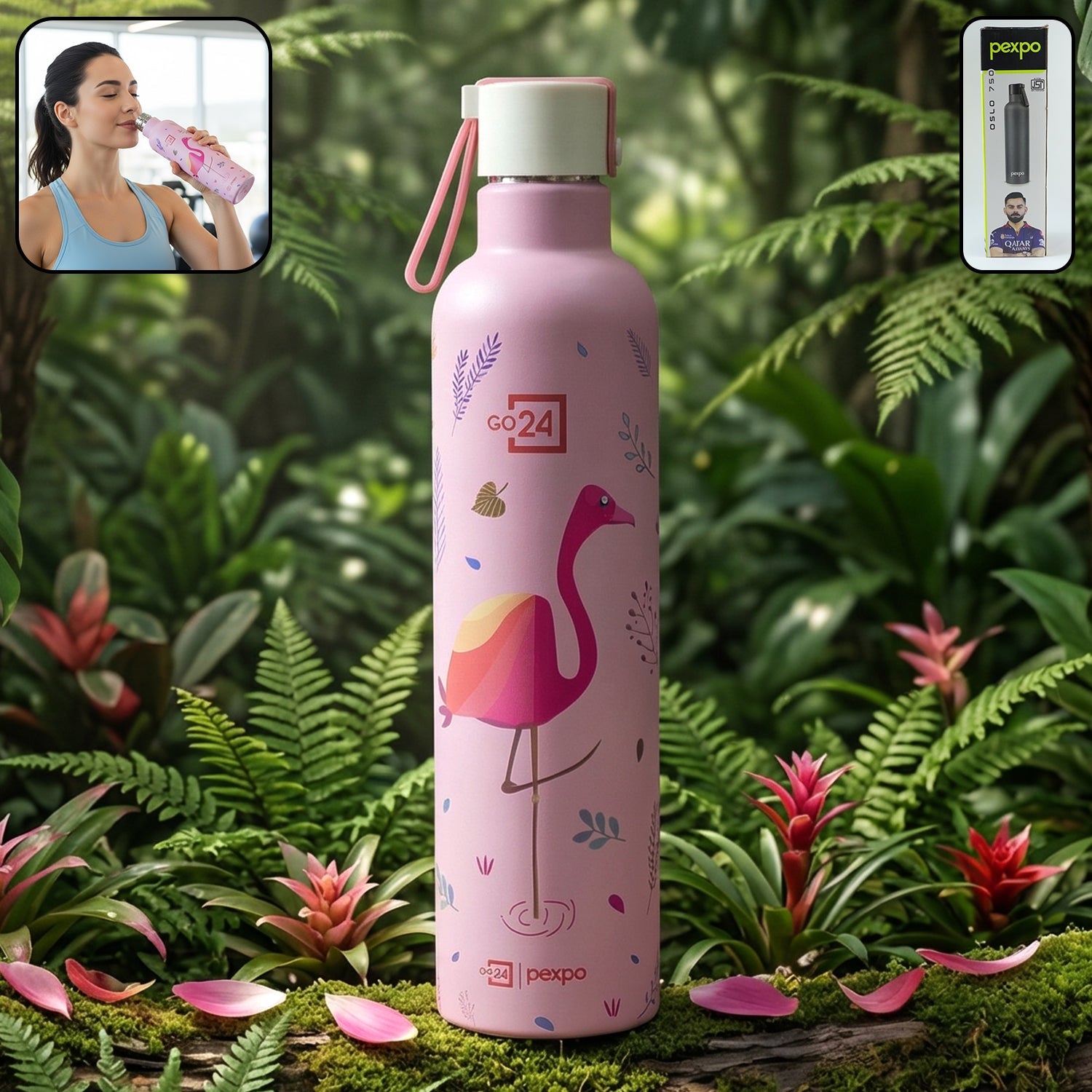 Pexpo Oslo Art Printed Insulated Stainless Steel Water Bottle front view