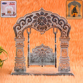 Shreeji Bal Gopal Jhula silver-coated metal swing with embossed floral design