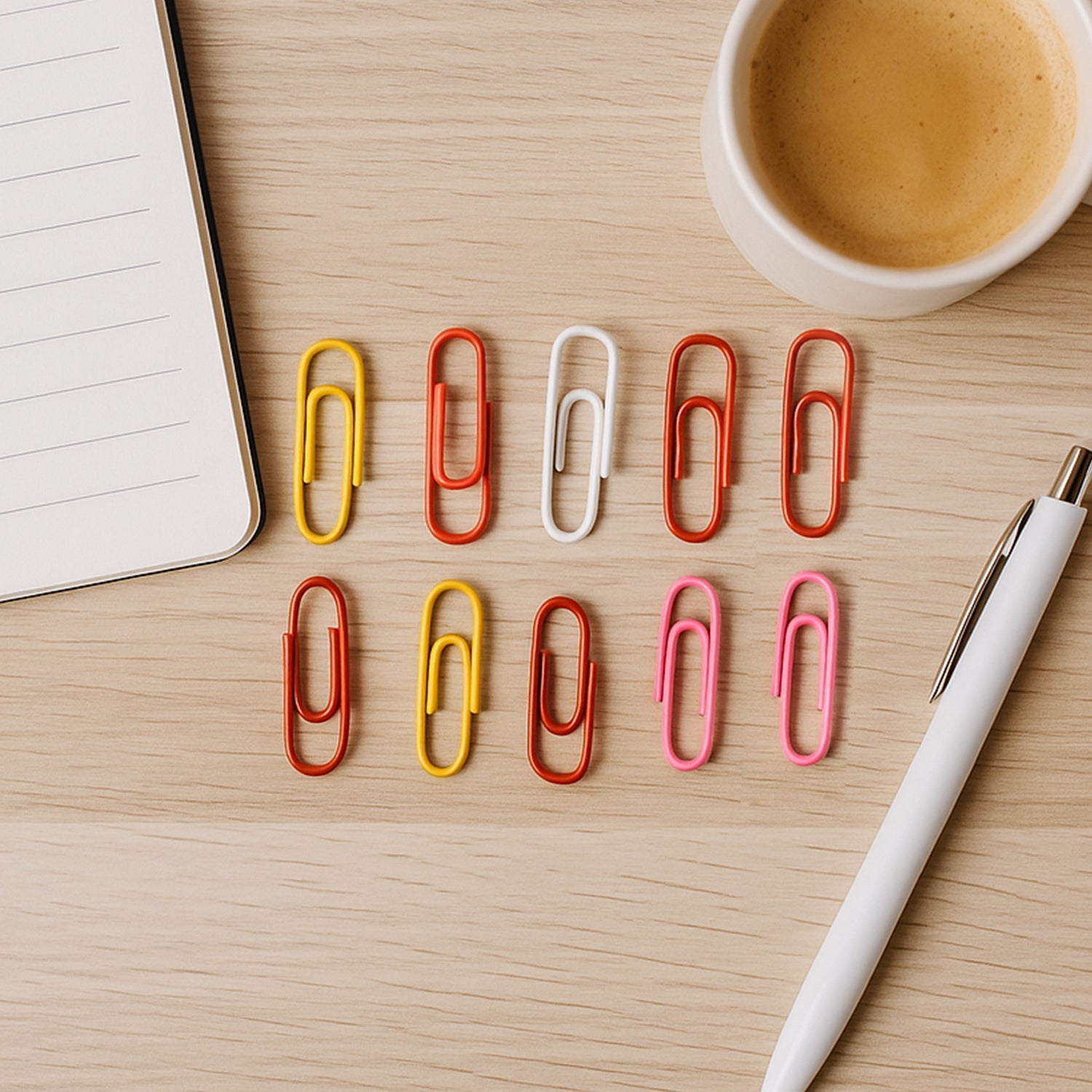 Set of vinyl-coated colorful paper clips