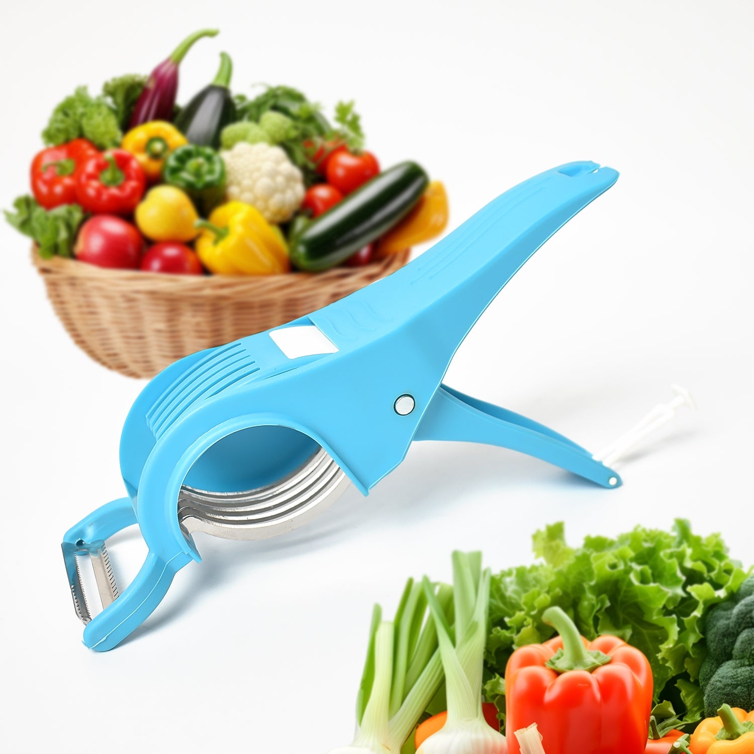 2-in-1 Vegetable & Fruit Multi Cutter with 5 Blades and Peeler