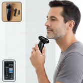 Rechargeable electric rotary shaver with 3D floating head