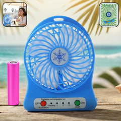 Portable mini table fan with LED light and battery