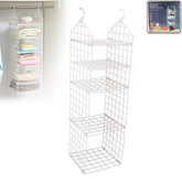 Front view of multipurpose 5-layer folding clothes storage rack