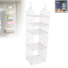 Front view of multipurpose 5-layer folding clothes storage rack