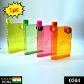 Multicolor water bottle with notebook design