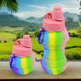 Flexible collapsible silicone sports water bottle