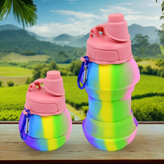 Flexible collapsible silicone sports water bottle