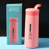 Pink Plastic Water Bottle with Carry Strap