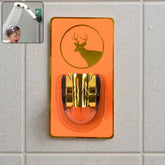 Adjustable self-adhesive shower head holder mounted on bathroom wall