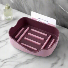 Plastic Soap Dish Holder for Bathroom Shower Wall Mounted Self Adhesive Soap Holder Saver Tray-Plastic Sponge Holder for Kitchen Storage Rack Soap Box, Bathroom ,Sabudani (1 Pc)