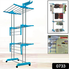Clothes drying stand showing six foldable horizontal wings