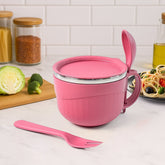 Apex 700 ML Multipurpose Noodle Bowl with Handle, Lid & Fork