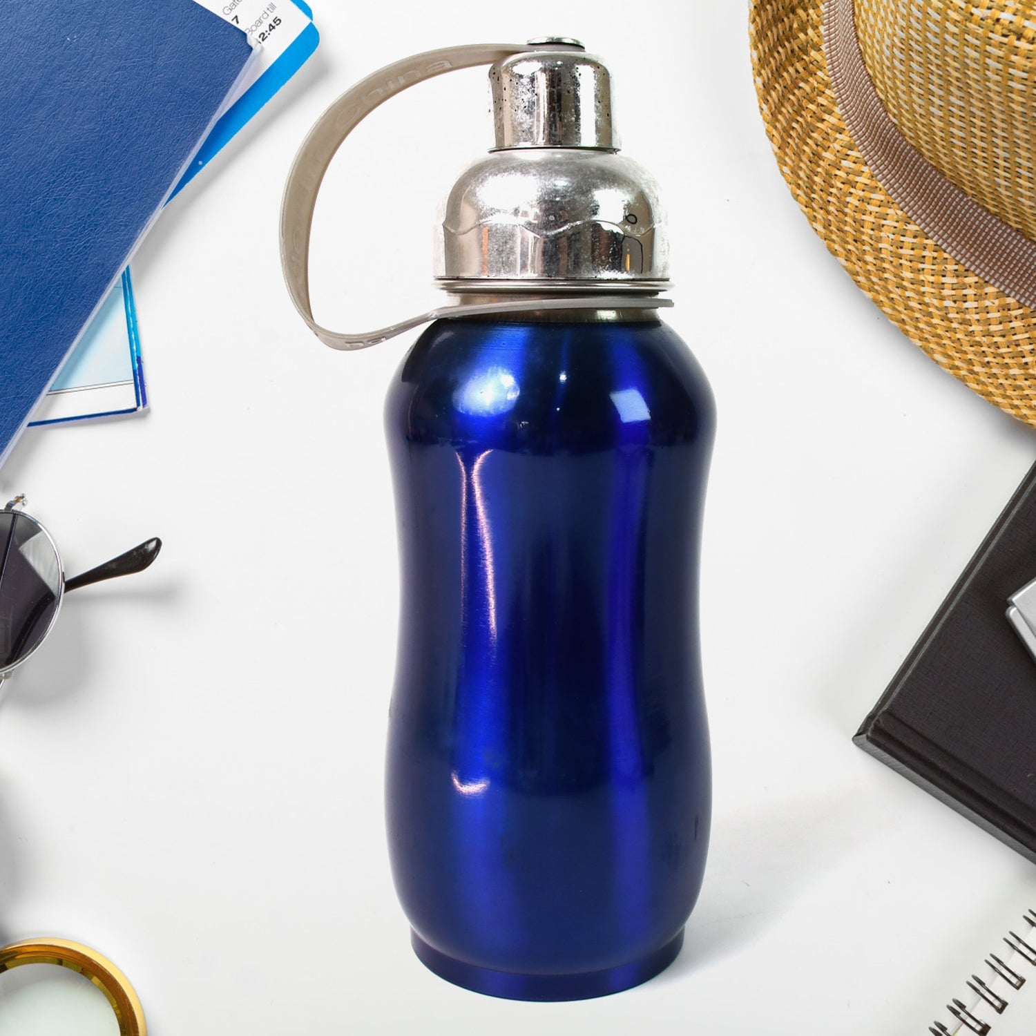 Thermoses stainless steel water bottle with plastic lid and carabiner